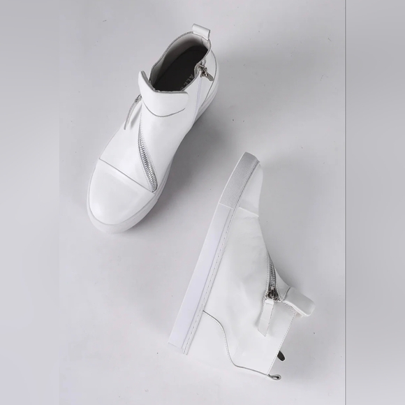 All Black Shoes - NEW ALL BLACK HI TOP & ZIP WHITE FASHION SNEAKERS sz 37 STREETWEAR ATHLEISURE